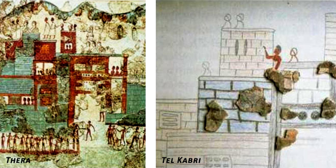 Minoan freescoes from Thera and Tel Kabri, Israel 